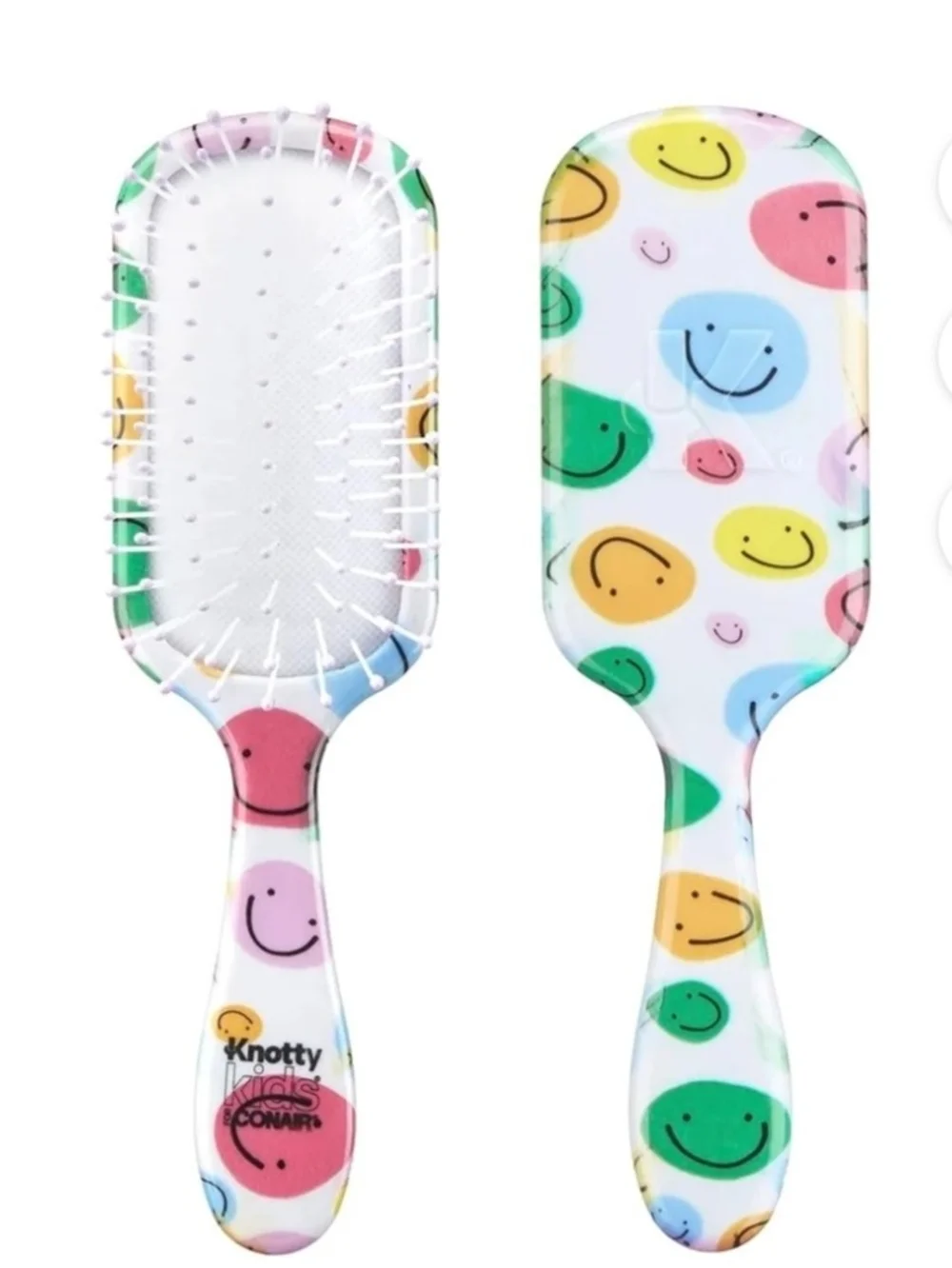 Knotty Kids Multicolor Smiley Paddle Brush - White Base